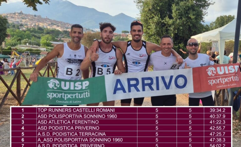  I Top Runners Castelli Romani vincono la staffetta di atletica a Priverno.